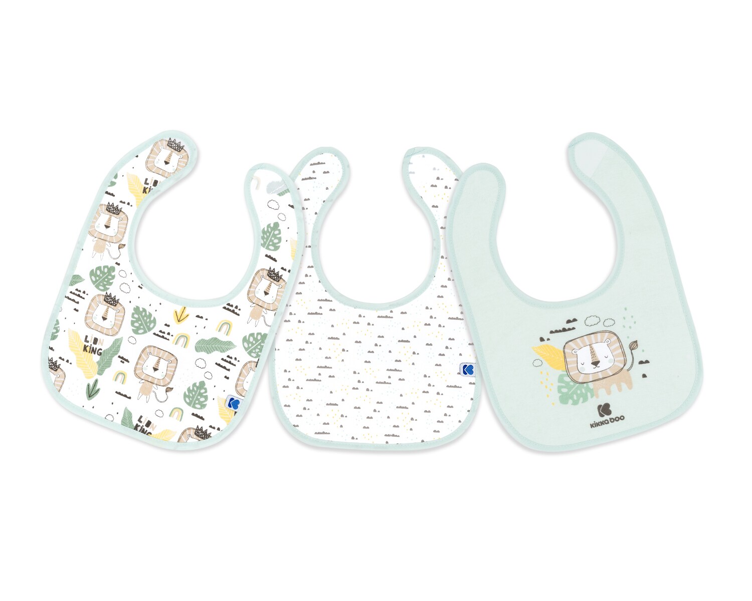 Kikkaboo Babylatz Savanna 3-tlg Set, Klettverschluss, 100% Baumwolle, wasserfest grün
