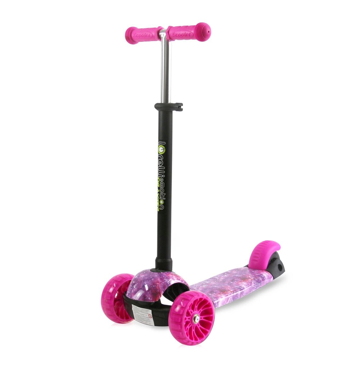 Lorelli Kinderroller Draxter 3 Räder, höhenverstellbar, PU-Leuchträder Fußbremse pink