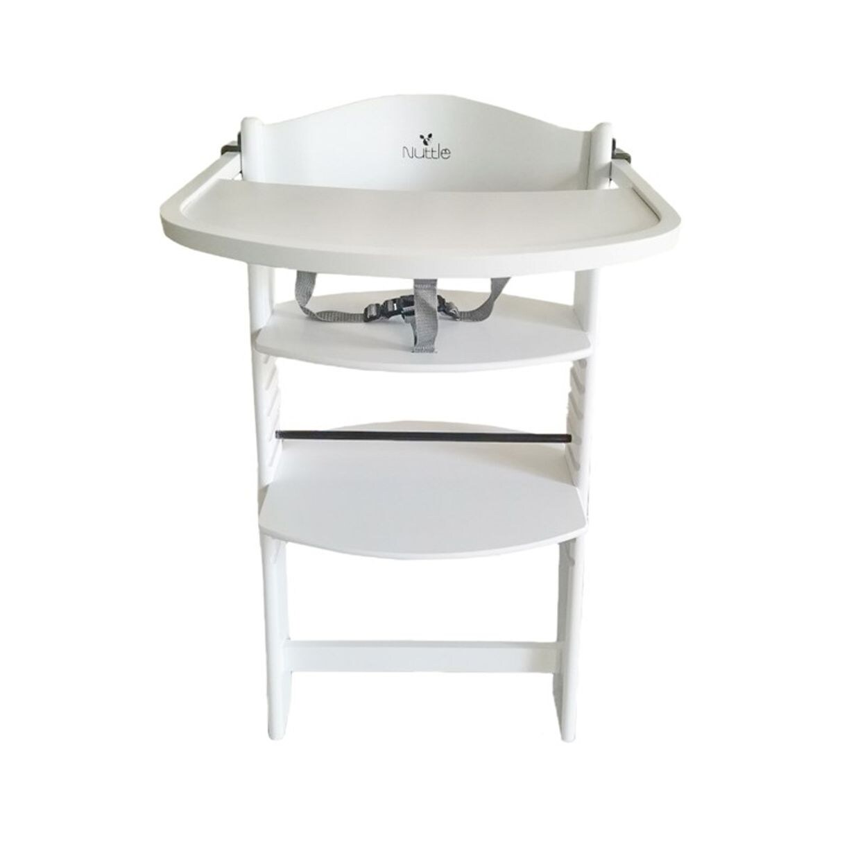 Cangaroo Kinderhochstuhl Nuttle 2 in 1 aus Holz, Treppenstuhl, verstellbar, Gurt weiß | 03801005150946