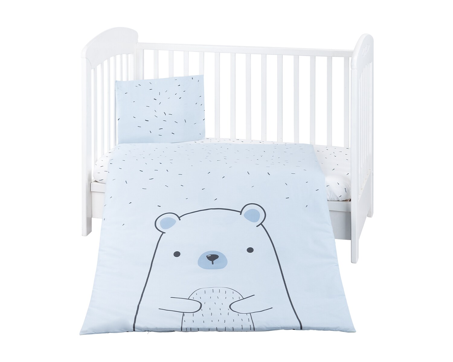 Kikkaboo Kinderbettw&auml;sche B&auml;r 3-teilig Decke 135 x 95 cm Kissen 45 x 35 cm Laken blau - Bild 1
