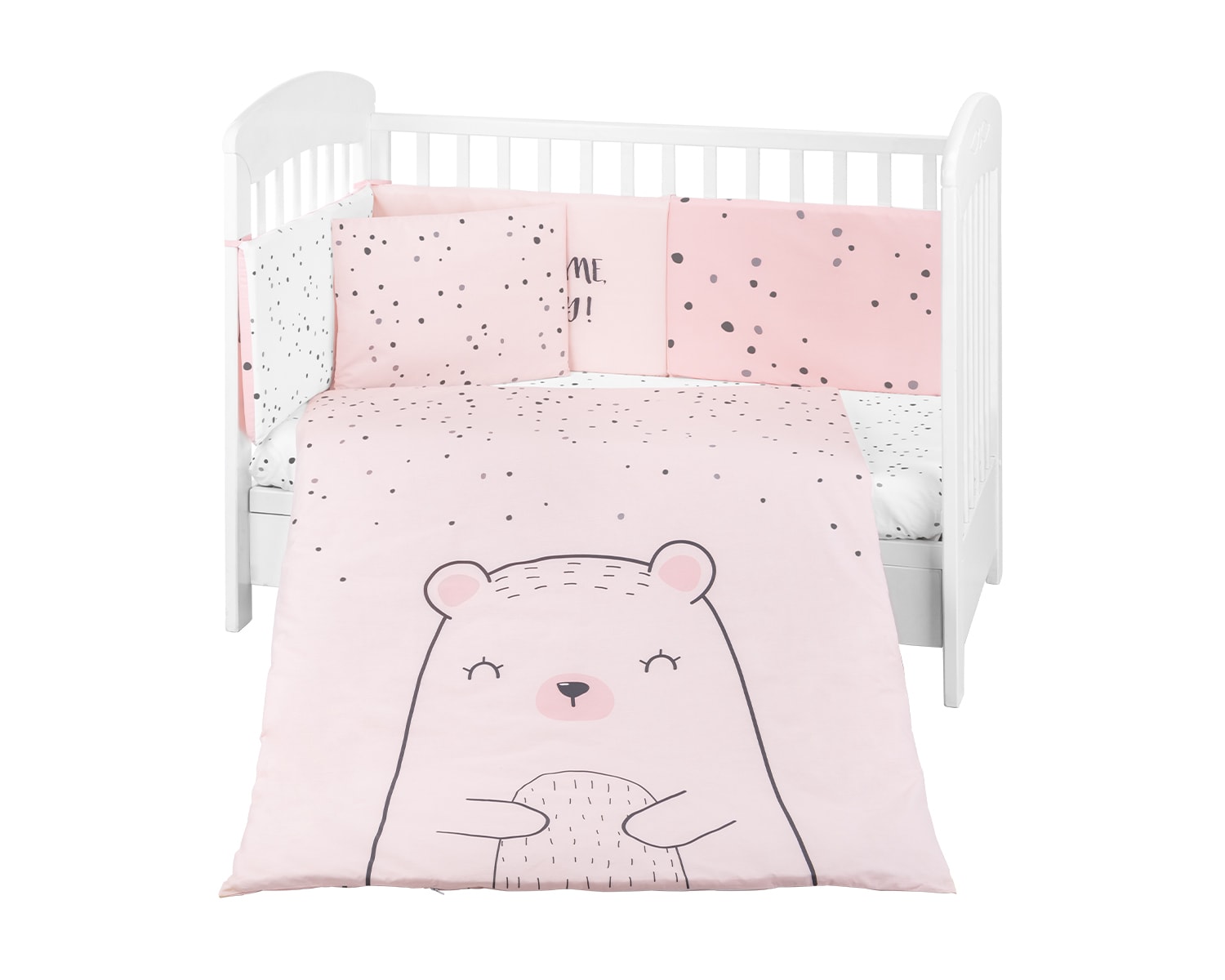 Kikkaboo Kinderbettw&auml;sche B&auml;r 6tlg. Decke 135 x 95 Kissen 45 x 35 Laken 140 x 70 rosa - Bild 1