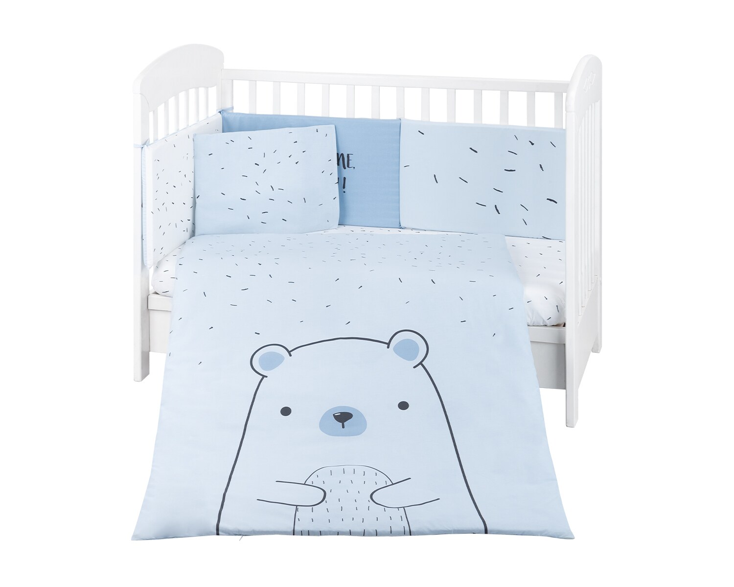 Kikkaboo Babybettw&auml;sche B&auml;r 6-tlg. Decke 135 x 95 Kissen 45 x 35 Laken 120 x 60 blau - Bild 1