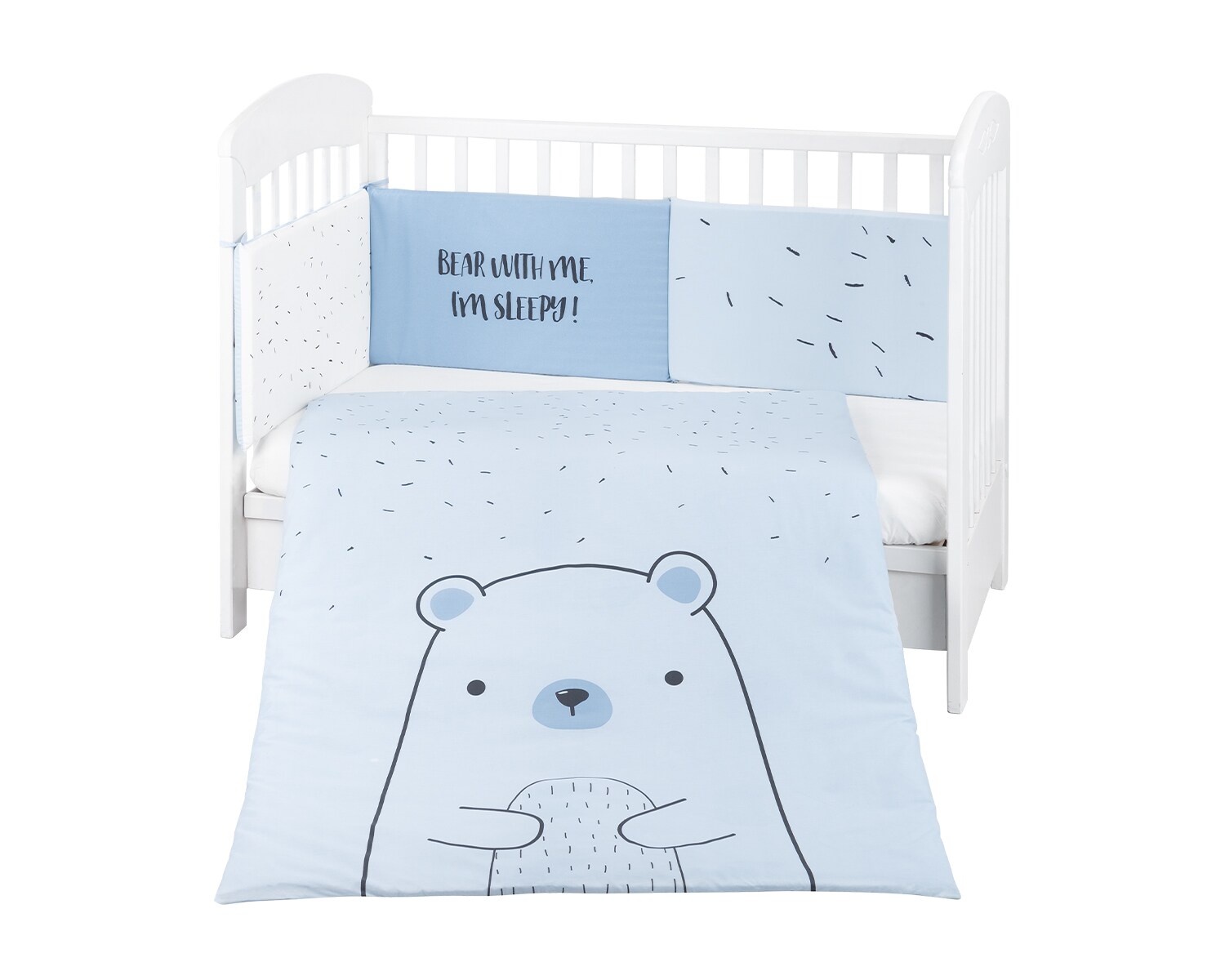 Kikkaboo Babybettwäscheset Bär 3tlg Decke 135 x 95 cm Nestchen 180 x 35 cm Bezug blau