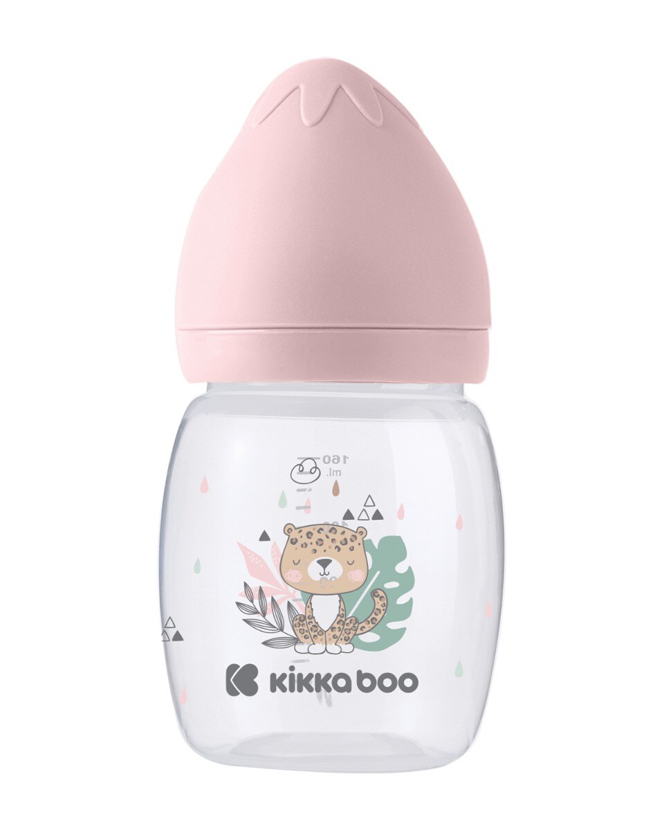 Kikkaboo Baby-Trinkflasche Savanna 180 ml, Anti-Kolik-Sauger, Weithals&ouml;ffnung rosa - Bild 1