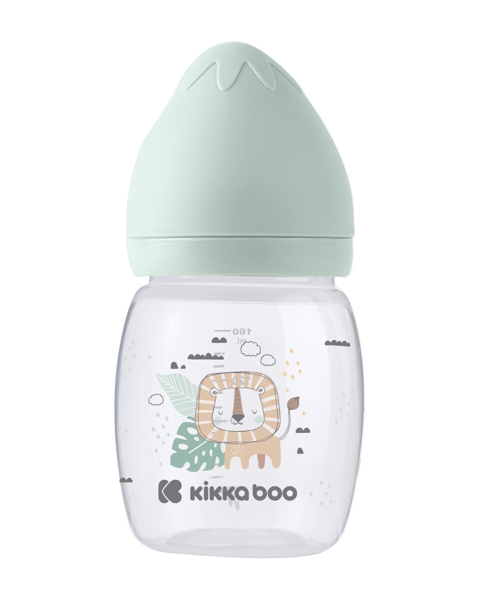 Kikkaboo Baby-Trinkflasche Savanna 180 ml, Anti-Kolik-Sauger, Weithals&ouml;ffnung gr&uuml;n - Bild 1