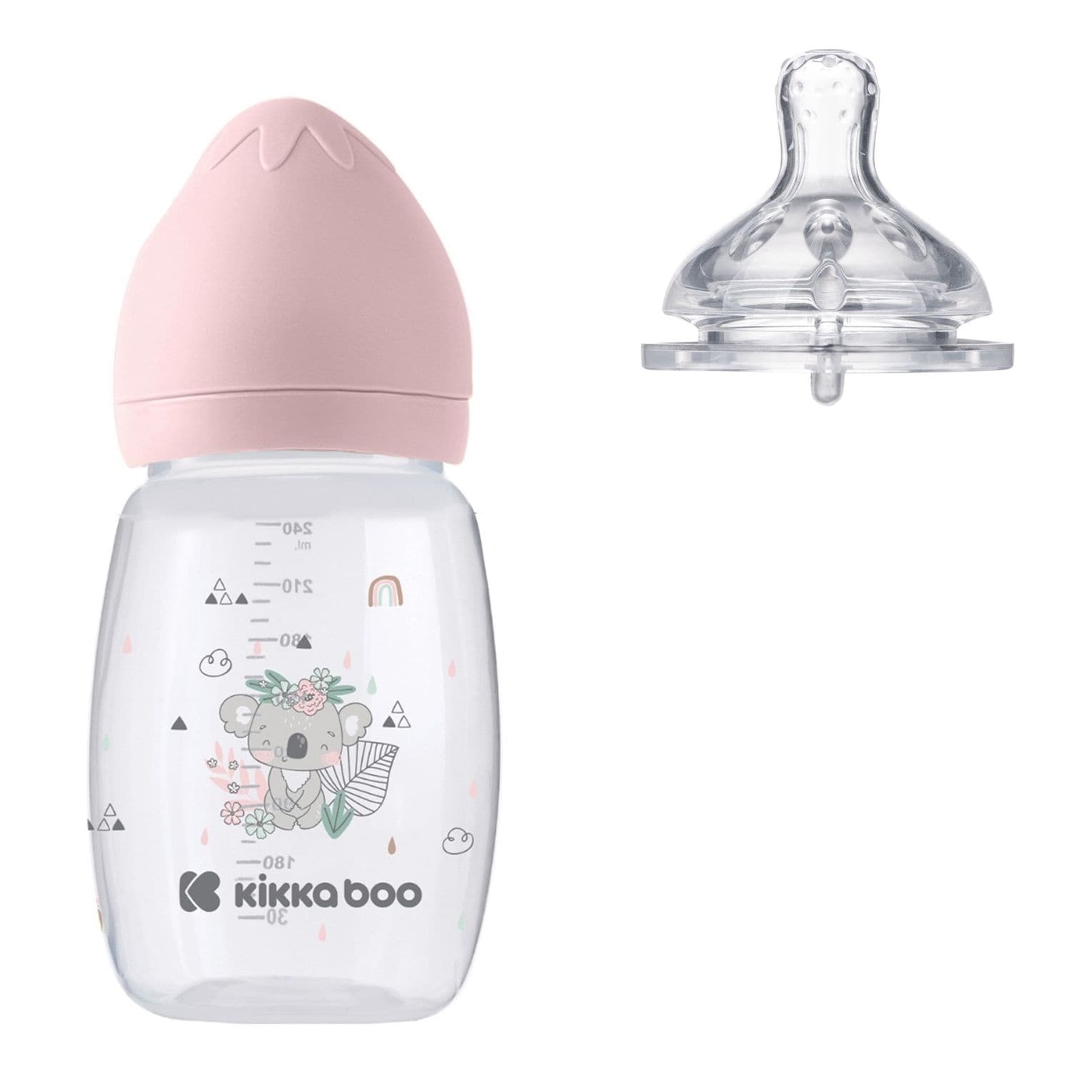 Kikkaboo Babyflasche Savanna 260ml Silikonsauger Gr&ouml;&szlig;e M Anti-Kolik ab 3 Monaten rosa - Bild 1