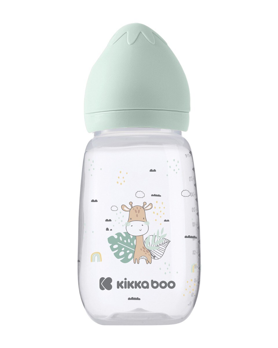 Kikkaboo Babyflasche Savanna 310ml Silikonsauger Größe L Anti-Kolik ab 6 Monaten grün
