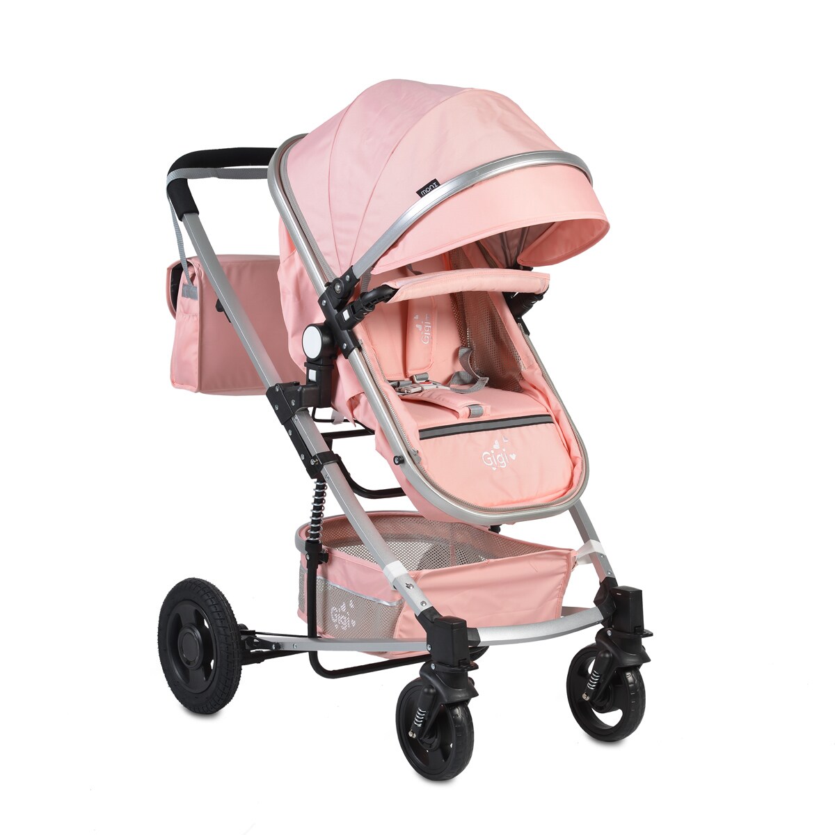 Moni Kinderwagen Gigi Babywanne umbaubar Sportsitz Wickeltasche Getr&auml;nkehalter rosa - Bild 1