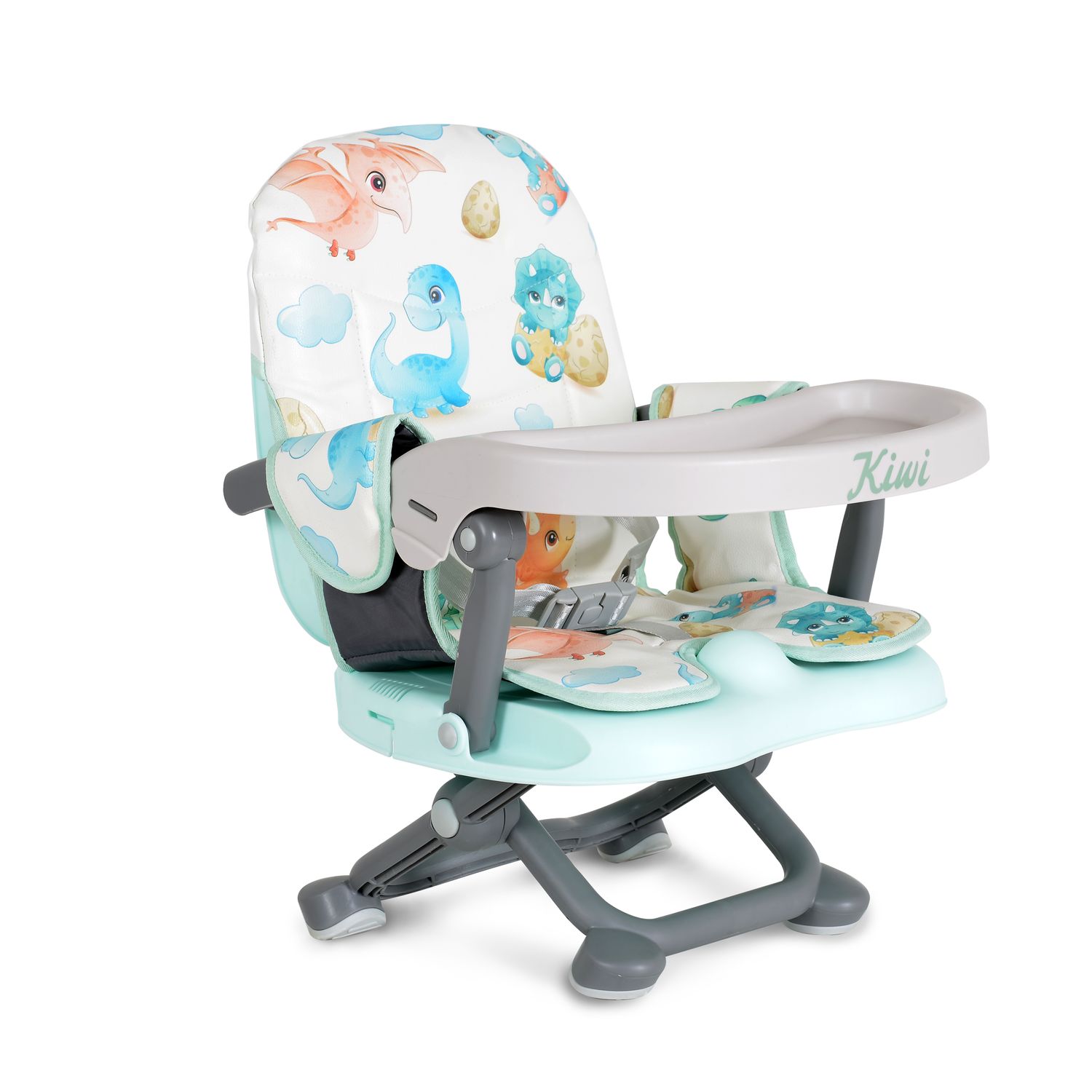 Kinderstuhl Kiwi, Kinder Stuhl-, Sitzerh&ouml;hung, Boostersitz, Tisch, klappbar gr&uuml;n grau - Bild 1