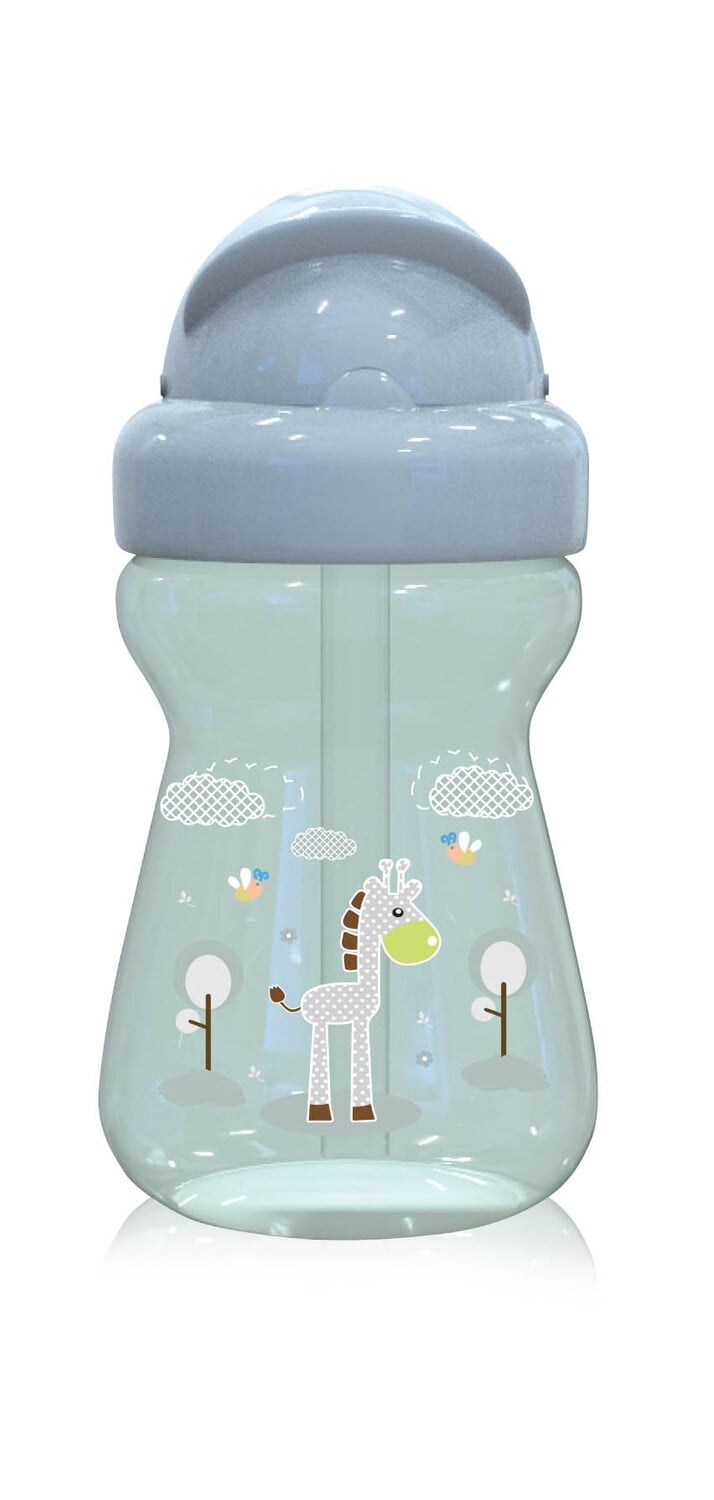 Baby Care Kinder Trinkflasche 200 ml Sport-Sipper Mini Tiere, Strohhalm, Deckel gr&uuml;n - Bild 1