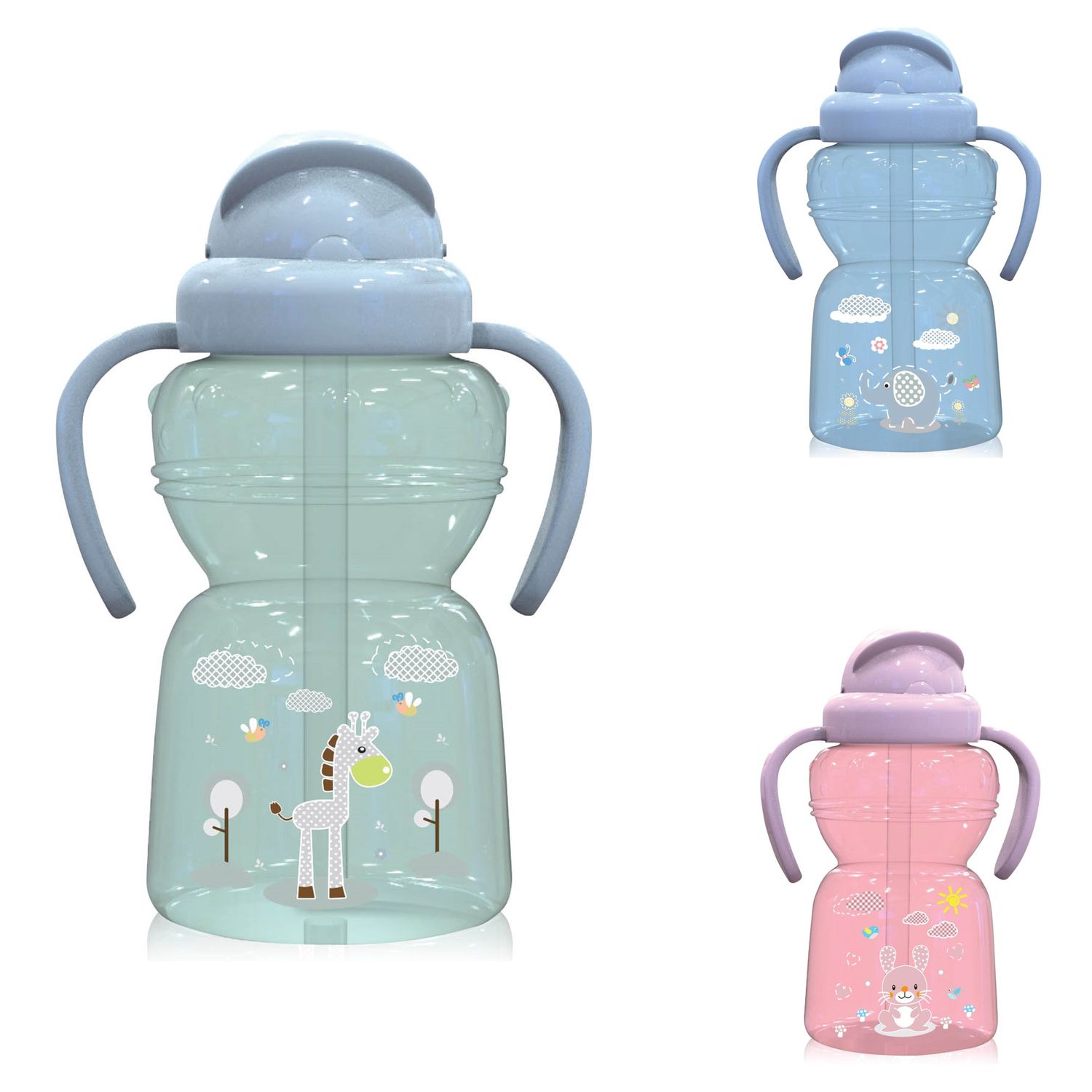 Baby Care Kinder Trinkflasche 325 ml Sport Sipper Trinkhalm Griffe ab 6 Monaten gr&uuml;n - Bild 1