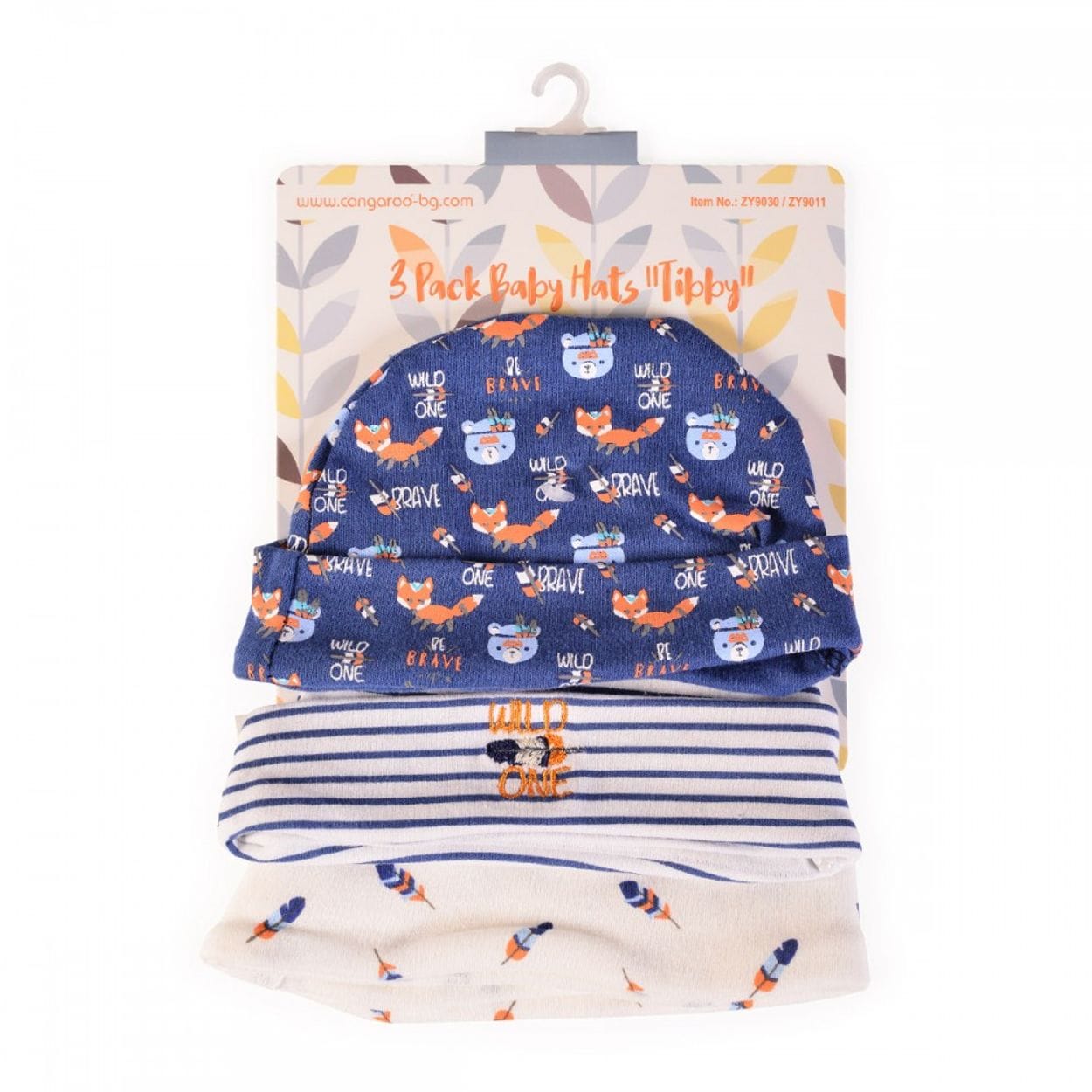 Cangaroo Babym&uuml;tze Tibby 3er-Set Gr&ouml;&szlig;e 46 cm, 100% Baumwolle, Erstlingsm&uuml;tze blau - Bild 1