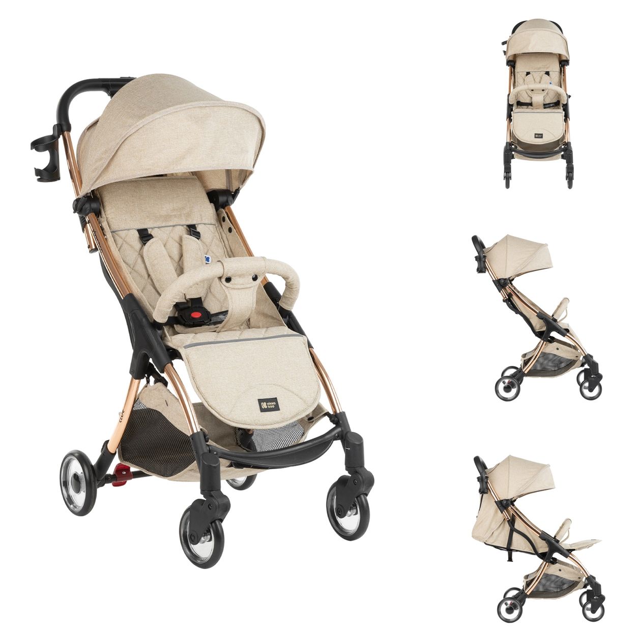 Kikkaboo Kinderwagen Buggy Cloe bis 22 kg Aluminiumrahmen faltbar Getr&auml;nkehalter beige - Bild 1