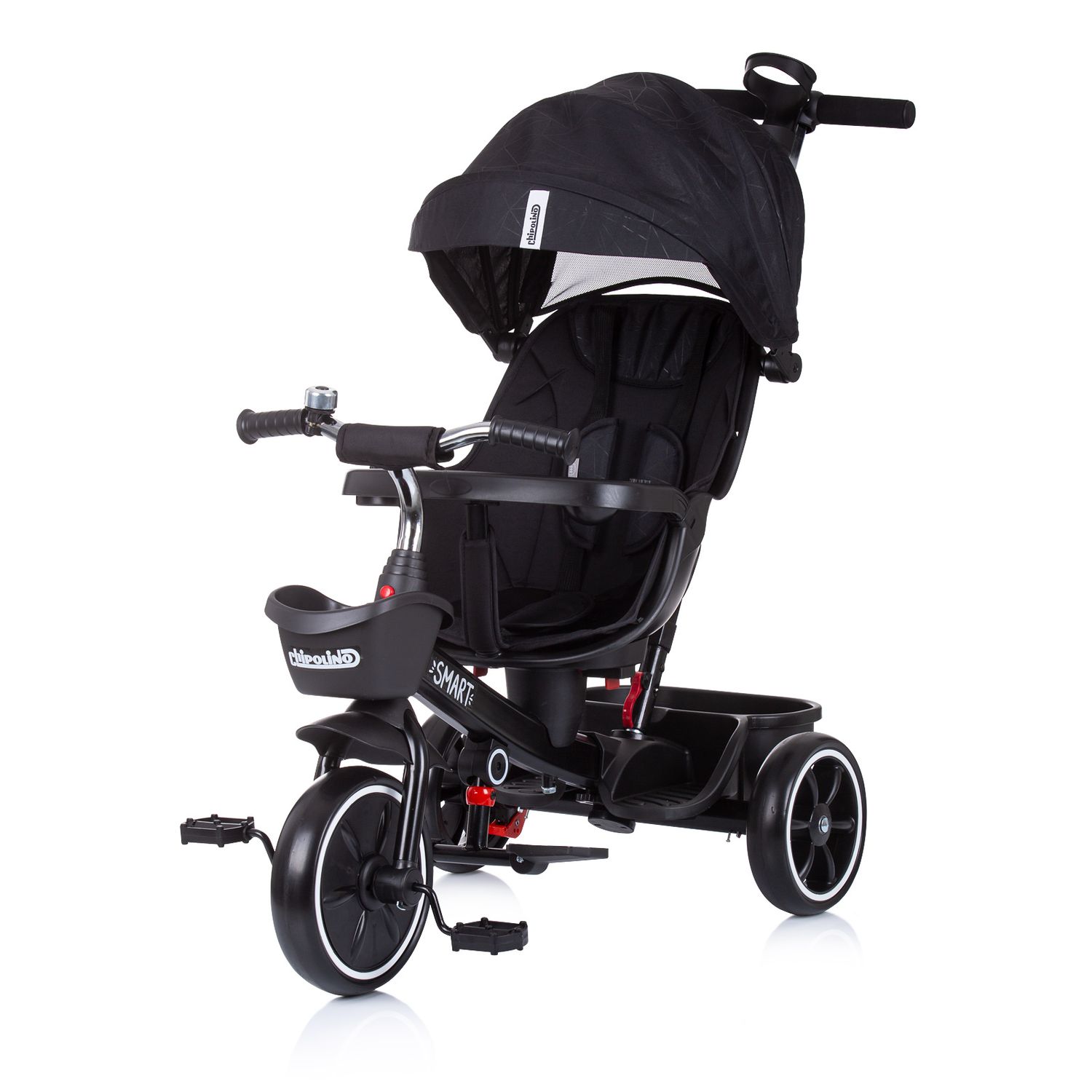 Chipolino Tricycle 4 in1 Smart Schiebestange Sitz drehbar Flaschenhalter Tablett dunkelgrau - Bild 1