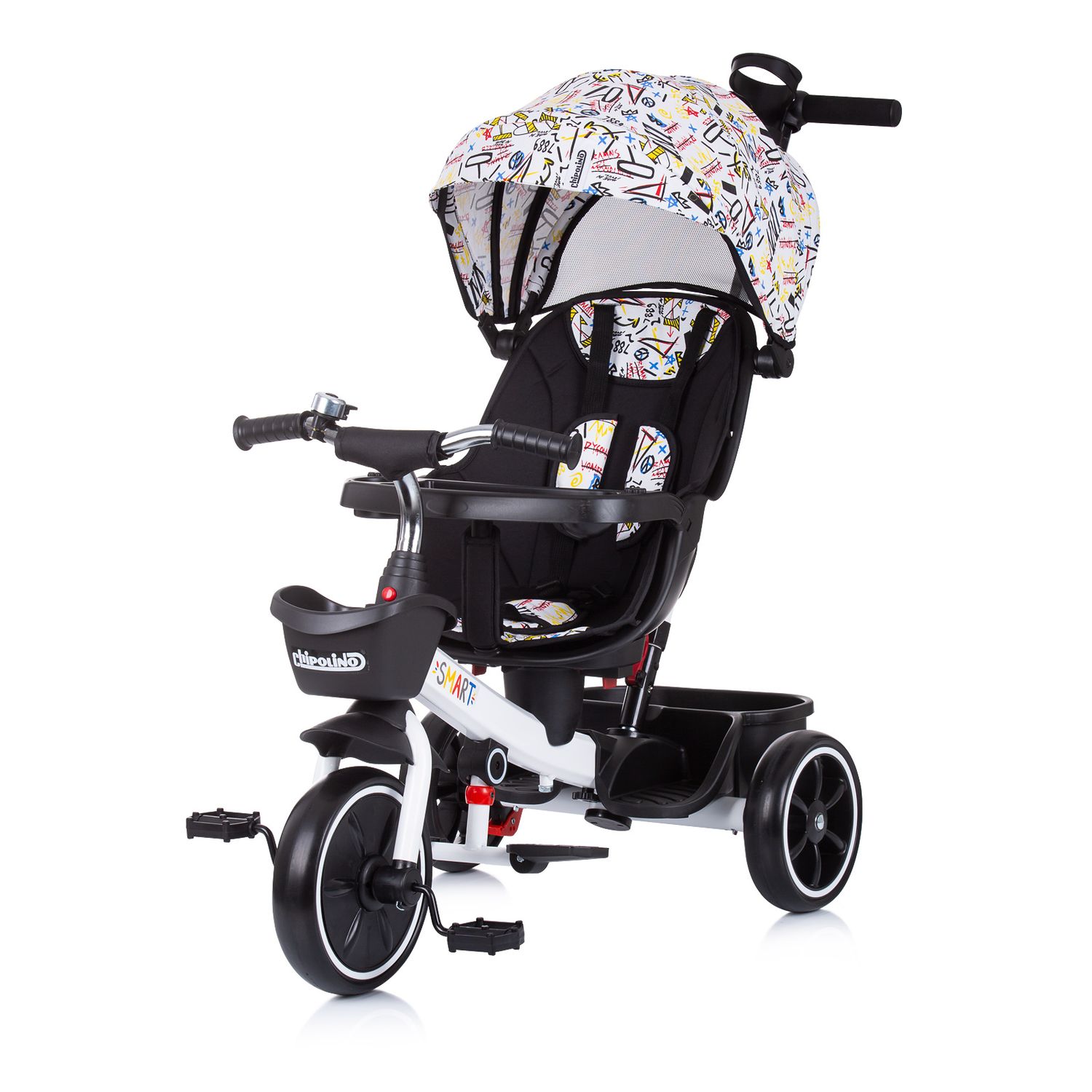 Chipolino Tricycle 4 in1 Smart Schiebestange Sitz drehbar Flaschenhalter Tablett wei&szlig; - Bild 1
