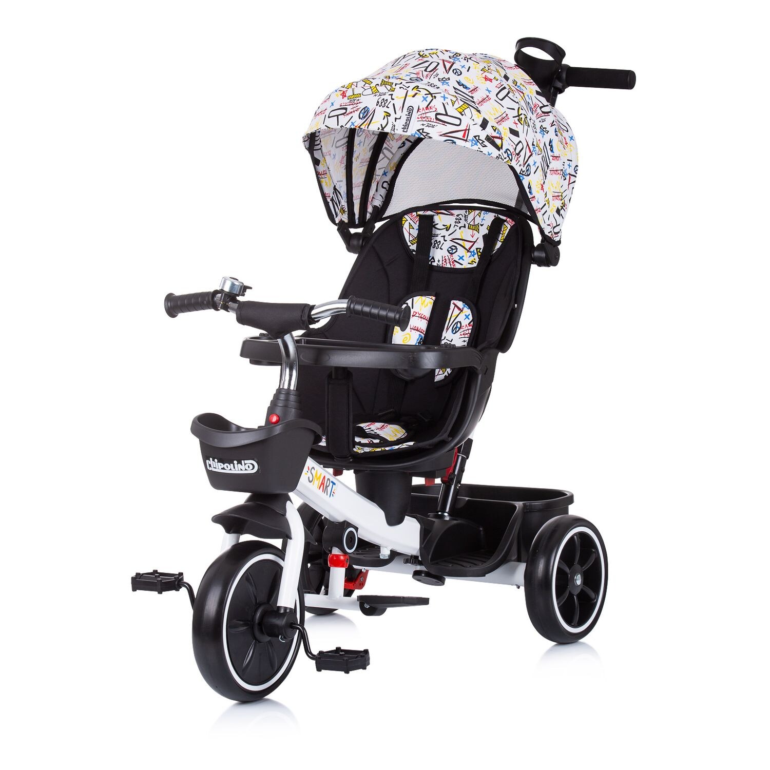 Chipolino Tricycle 4 in1 Smart Schiebestange Sitz drehbar Flaschenhalter Tablett weiß | 03800931050535