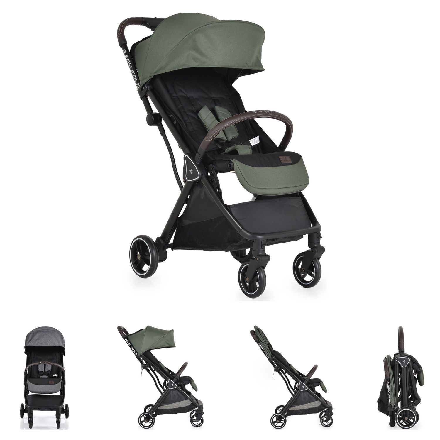 Cangaroo Kinderwagen easy Fold Buggy Alu Sonnendach verstellbar, faltbar, Korb gr&uuml;n - Bild 1