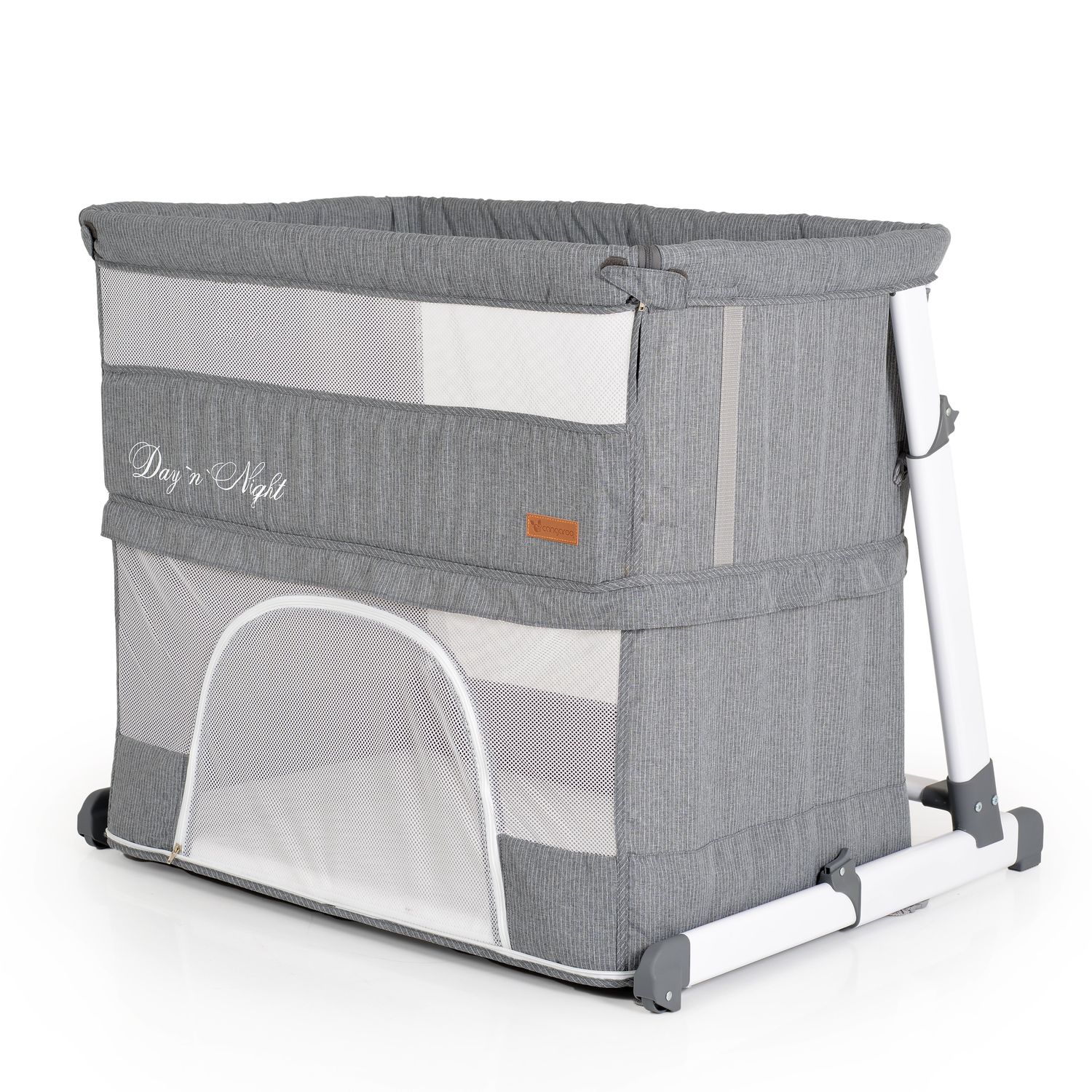 Cangaroo Beistellbett 2 in 1 Day&acute;n Night verstellbar Matratze Laufstall Babybett grau - Bild 1