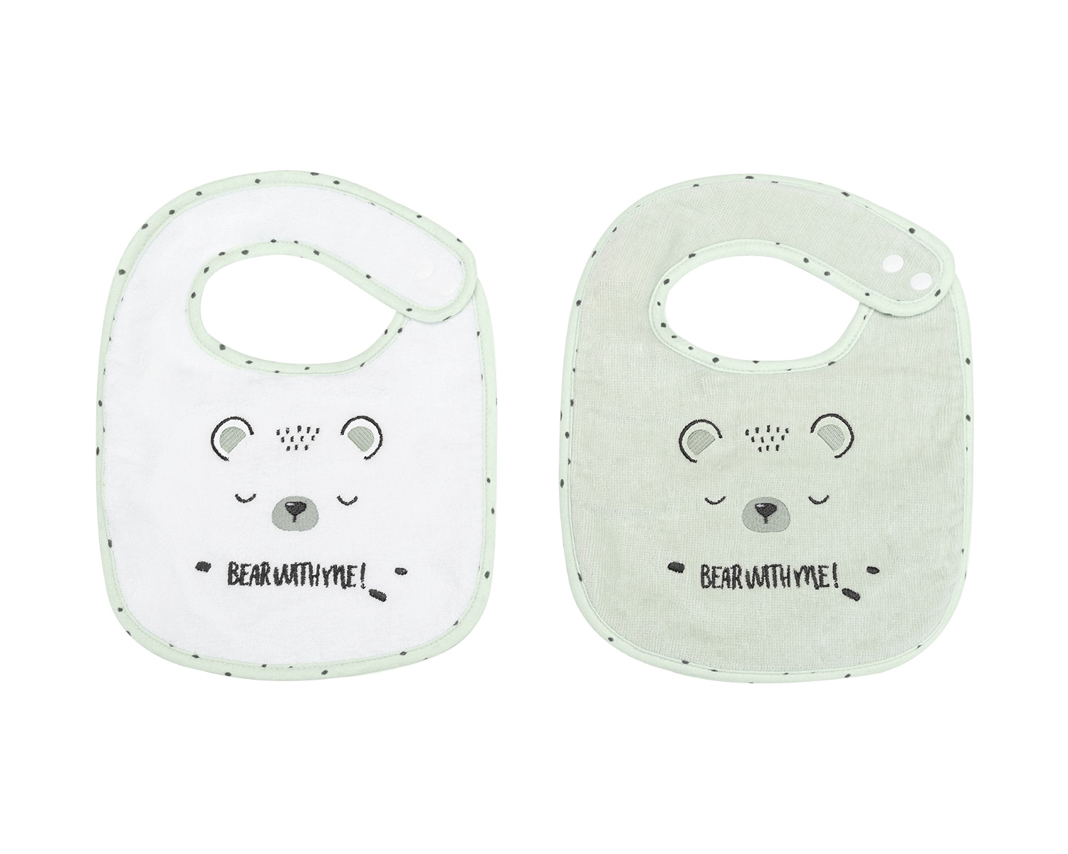 Kikkaboo Babyl&auml;tzchen 2er Set B&auml;r 23 x 31 cm, Frottee Druckknopf, 100% Baumwolle gr&uuml;n - Bild 1