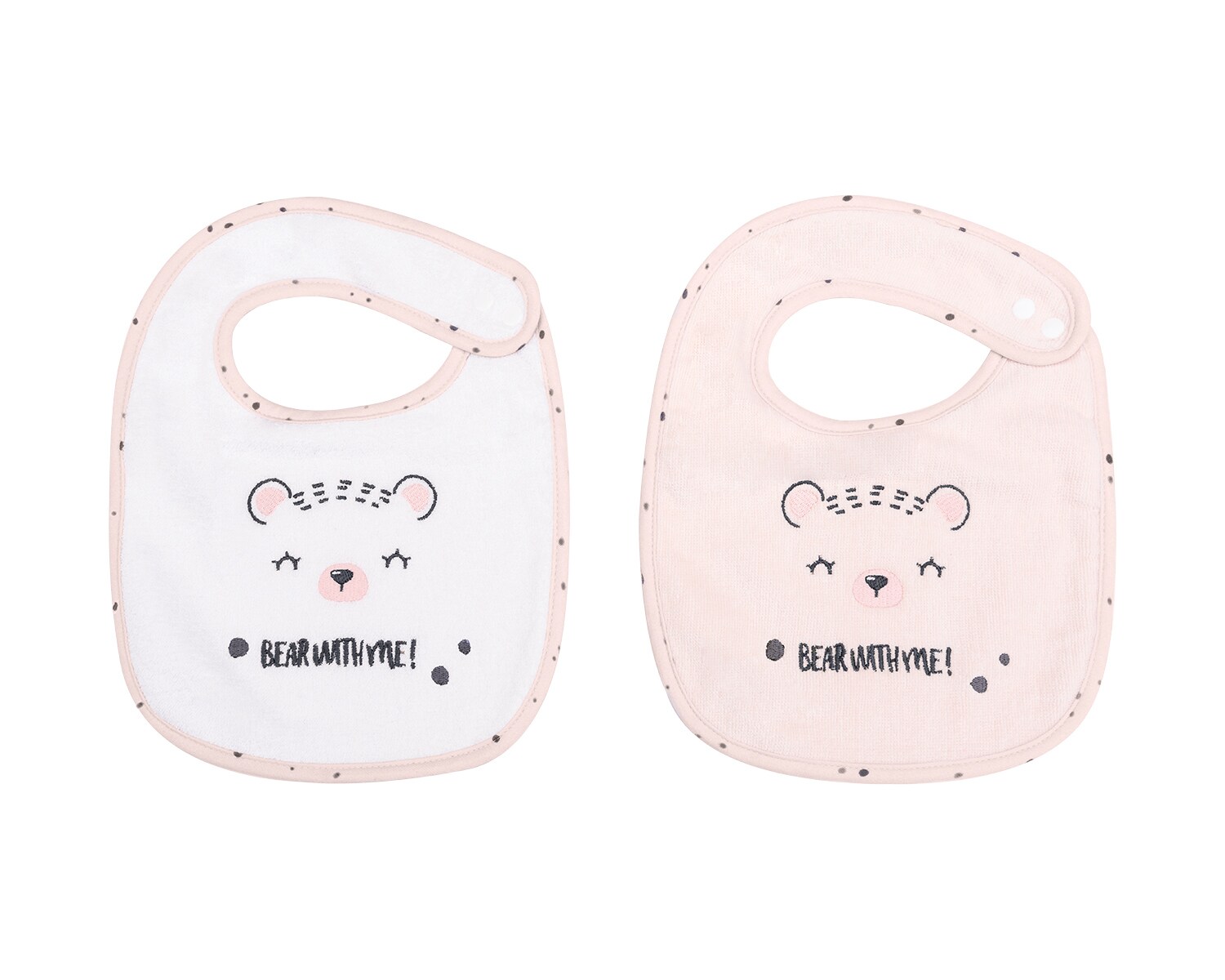 Kikkaboo Babyl&auml;tzchen 2er Set B&auml;r 23 x 31 cm, Frottee Druckknopf, 100% Baumwolle rosa - Bild 1