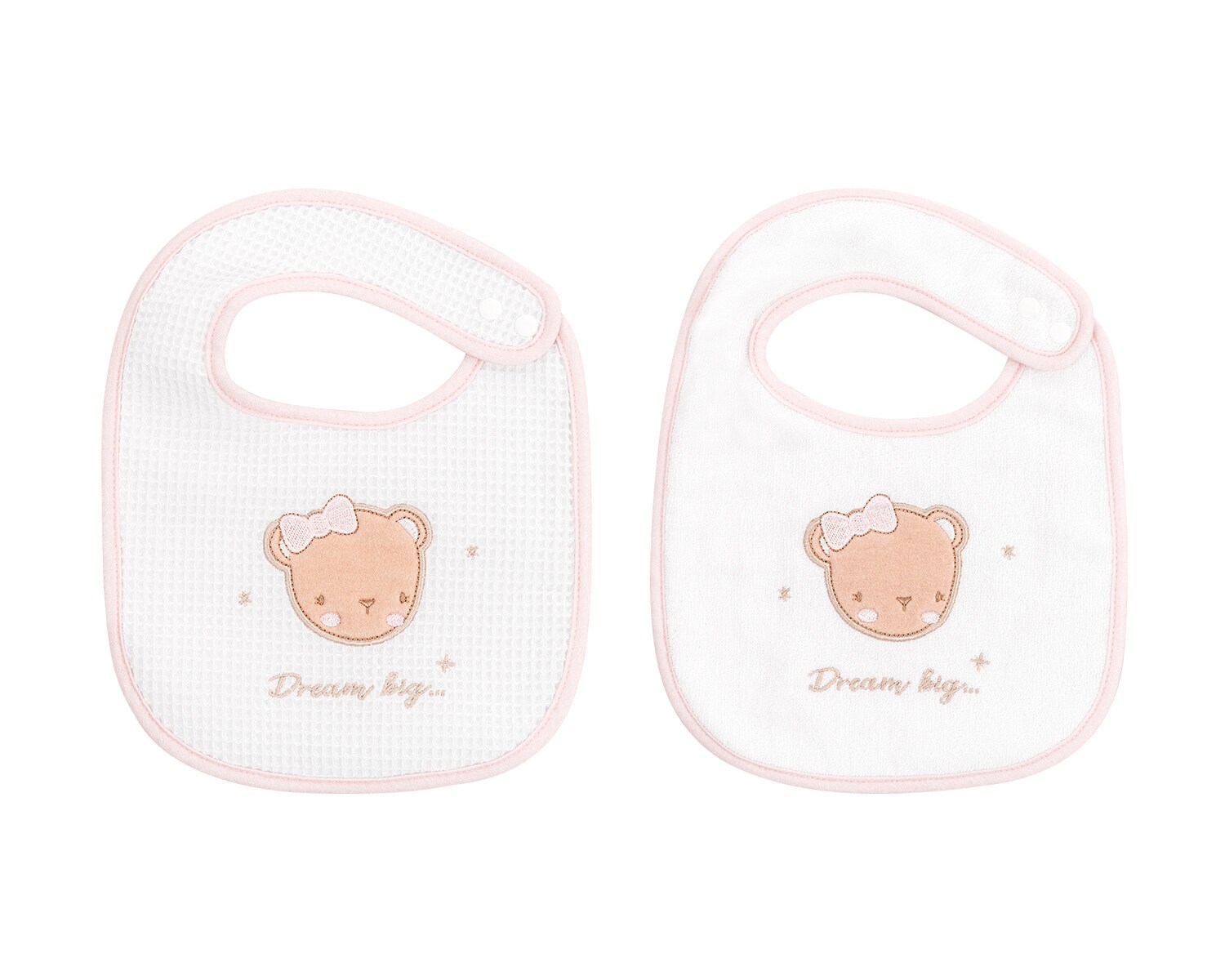 Kikkaboo Babylätzchen 2er Set Dream Frottee Waffelpique, Druckknopf, Baumwolle rosa | 03801104010622