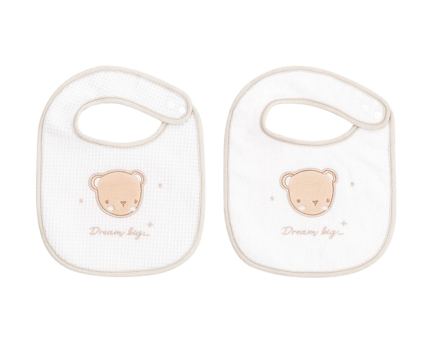 Kikkaboo Babylätzchen 2er Set Dream Frottee Waffelpique, Druckknopf, Baumwolle beige | 03801104010646