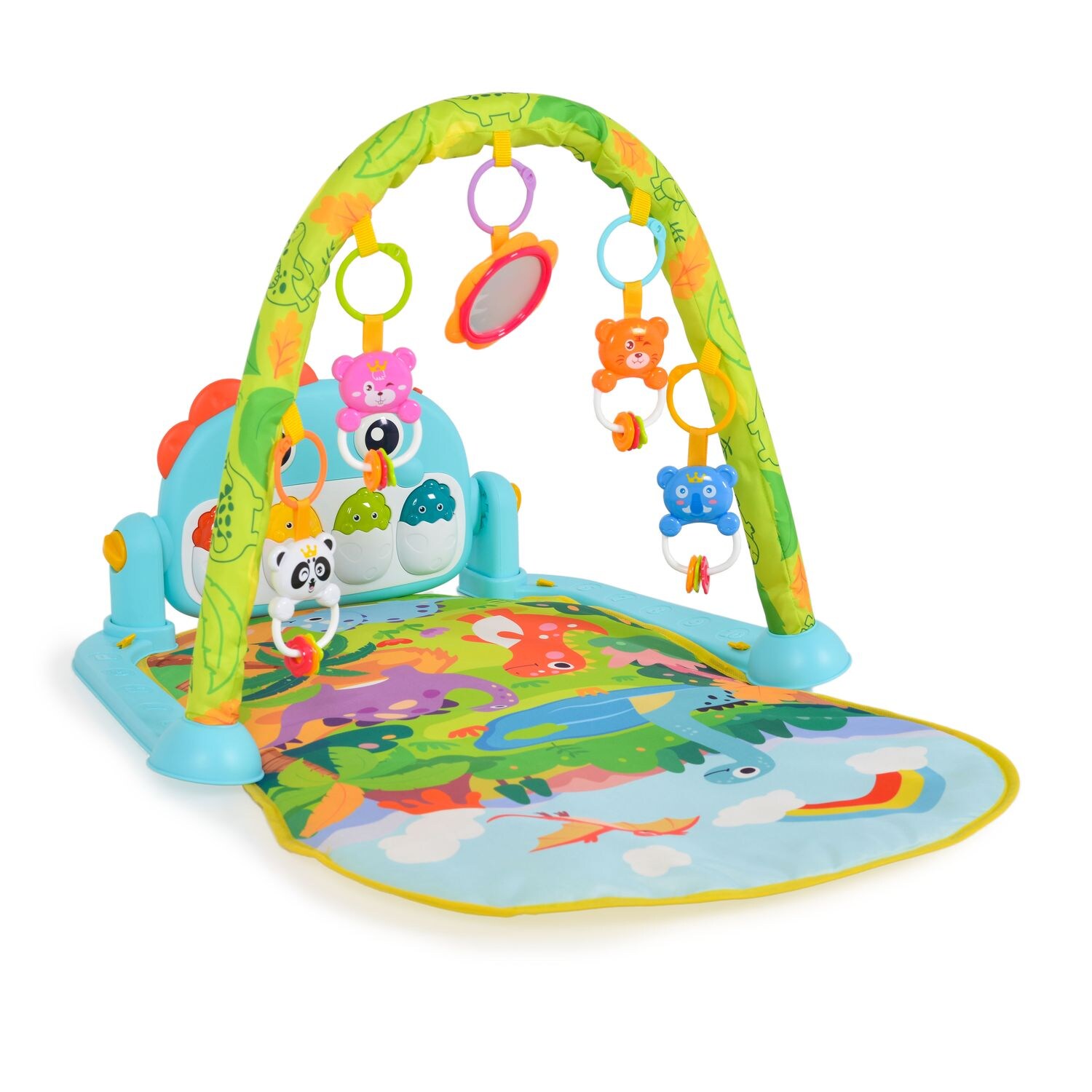 Moni Spielbogen Tansania HE0643 Krabbeldecke, Musiktasten, hängende Spielzeuge blau | 03800146269401