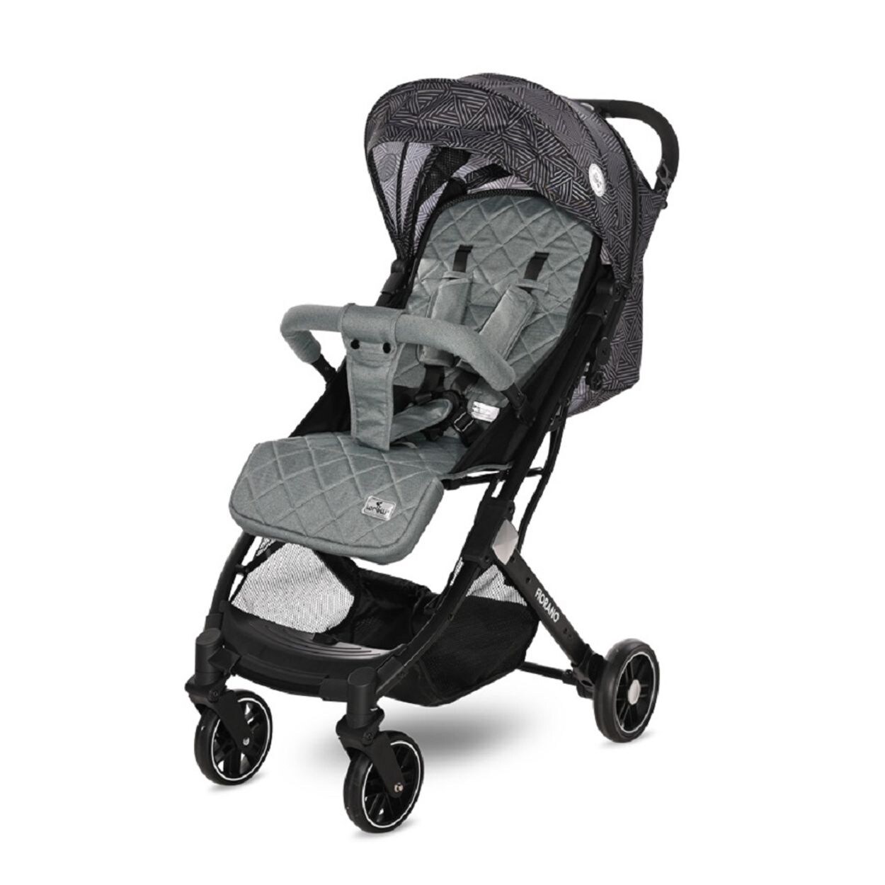 Lorelli Kinderwagen Fiorano faltbar, Ablagekorb, Frontbügel abnehmbar, Bremse grau hellgrau