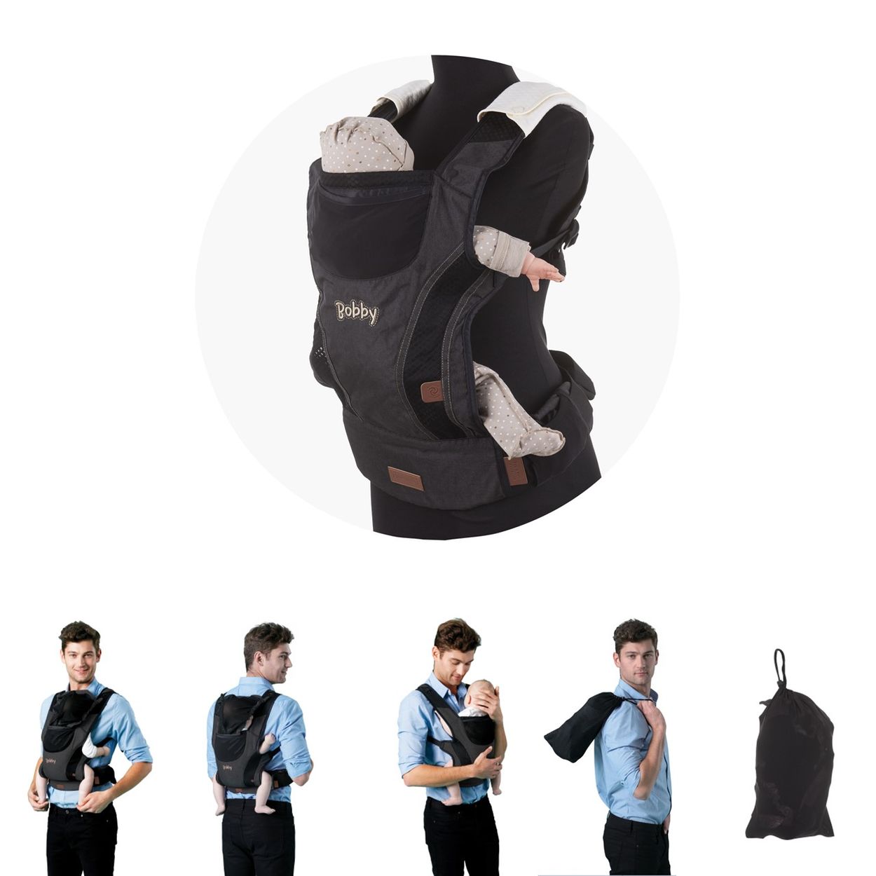 Chipolino Babytrage Bobby 4 in 1, Bauch- und R&uuml;ckentrage, ab 4 bis 24 Monate schwarz - Bild 1