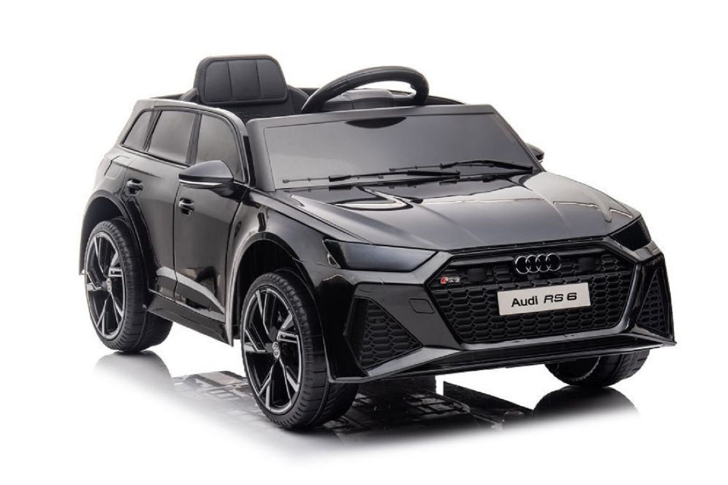 ES-Toys Kinder Elektrofahrzeug Audi RS6 lizenziert Kunstledersitz EVA-Reifen MP3 schwarz