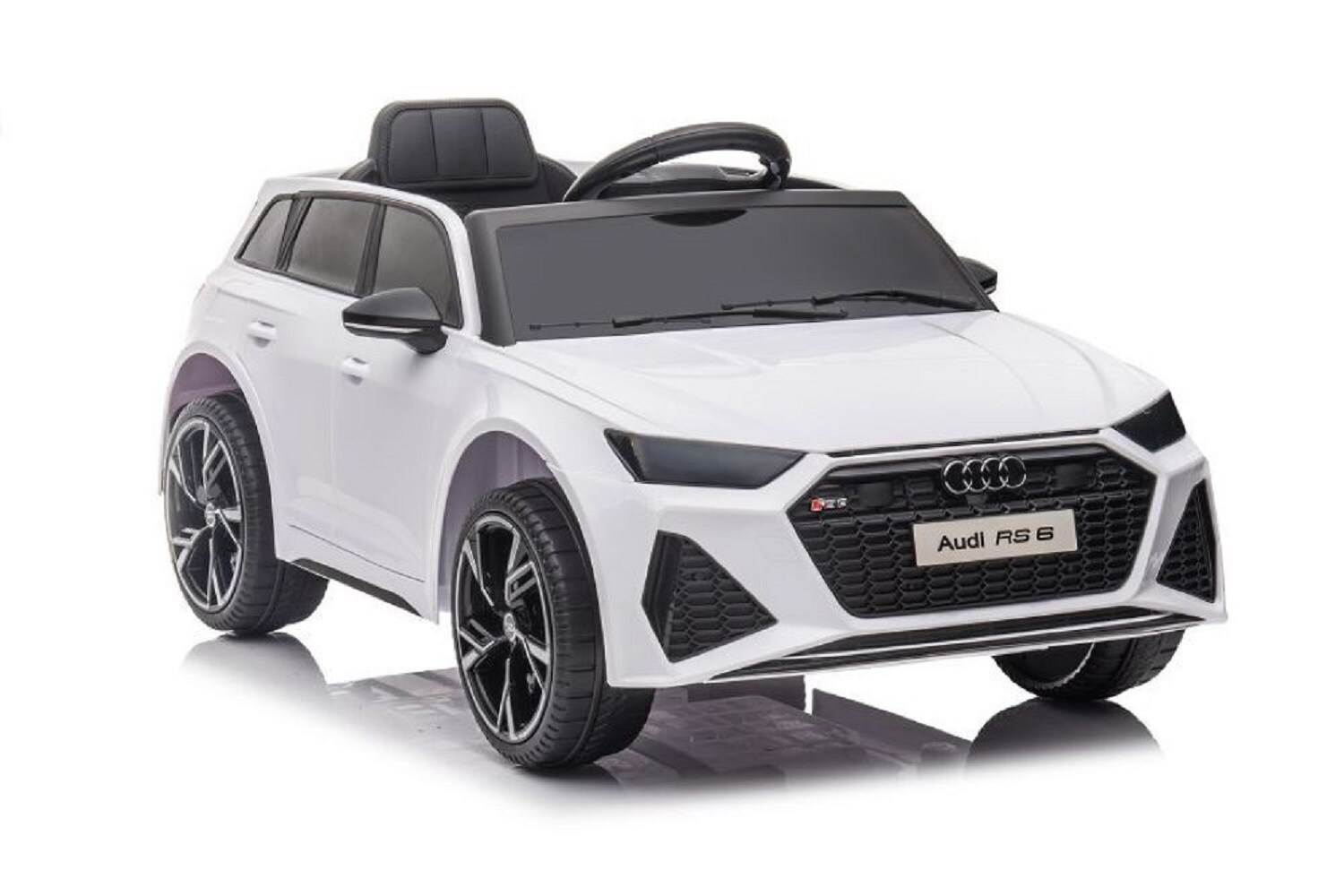 ES-Toys Kinder Elektrofahrzeug Audi RS6 lizenziert Kunstledersitz EVA-Reifen MP3 weiß