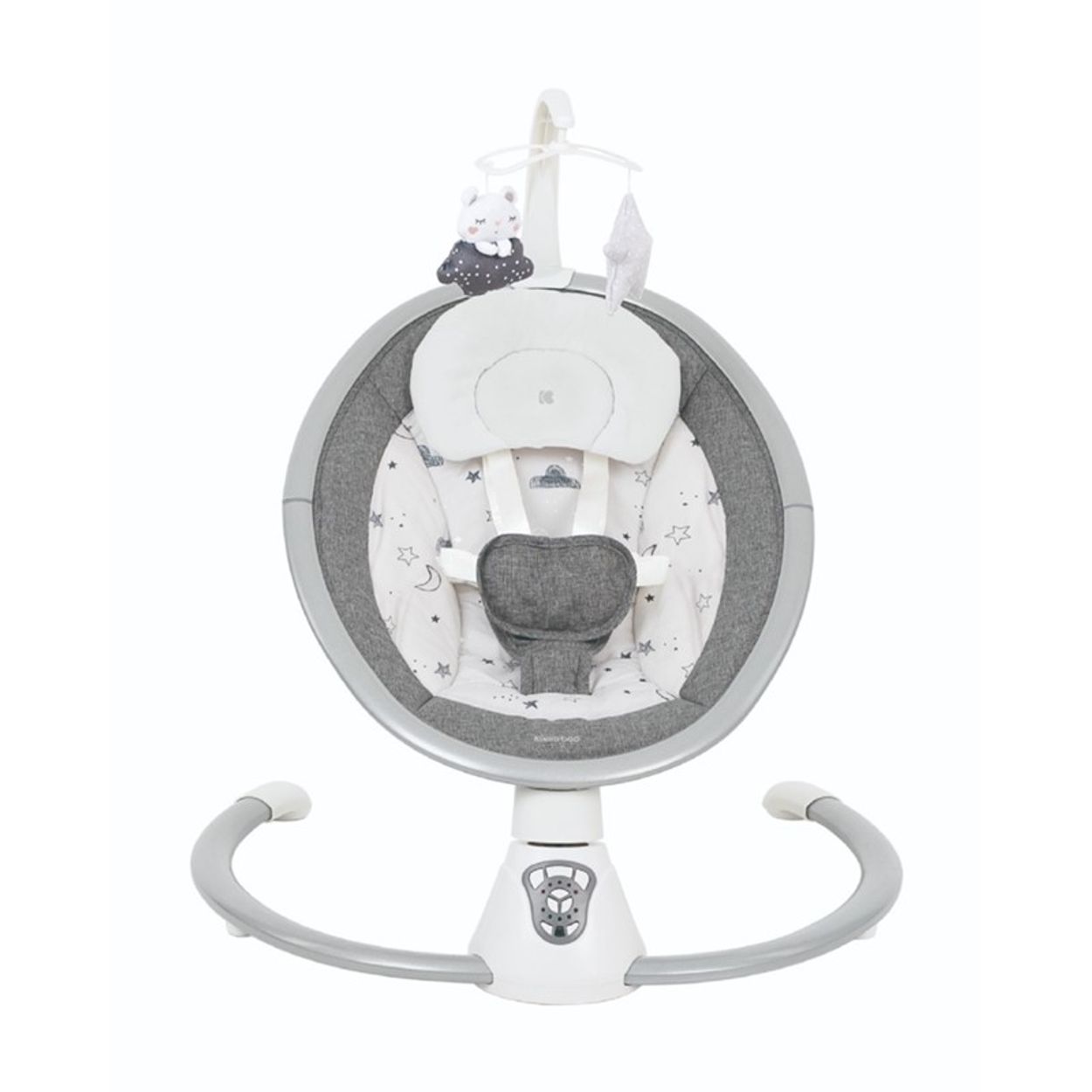 Kikkaboo elektrische Babywippe Twiddle, Schaukelfunktion, Fernbedienung, Timer grau hellgrau - Bild 1