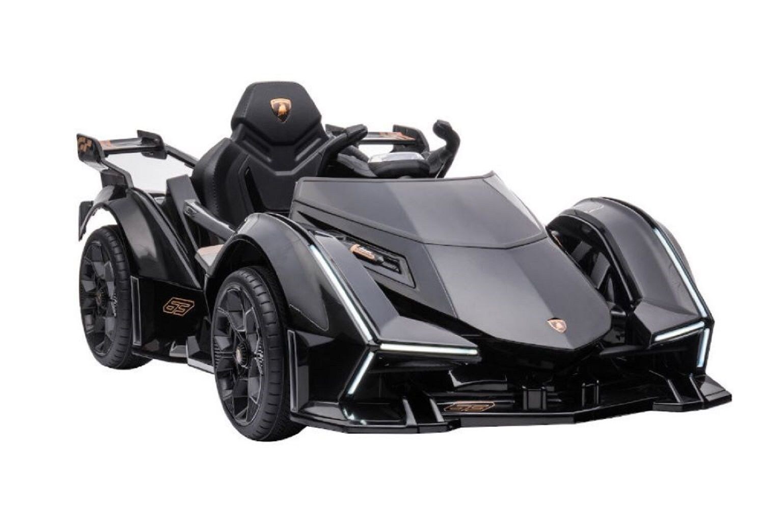 ES-Toys Kinder Elektroauto Lamborghini V12 Vision Gran Turismo Fernbedienung MP3 schwarz