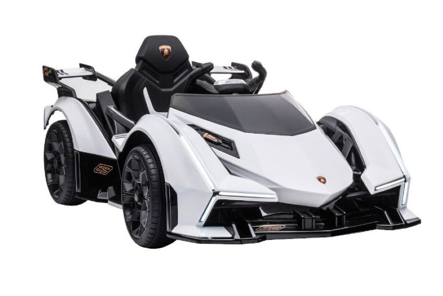 ES-Toys Kinder Elektroauto Lamborghini V12 Vision Gran Turismo Fernbedienung MP3 weiß