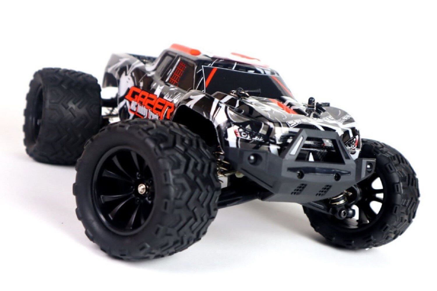 ES-Toys RC Elektro Monster Truck Gaser 900 1:14, bis 40 km/h schnell, Allrad schwarz/orange - Bild 1