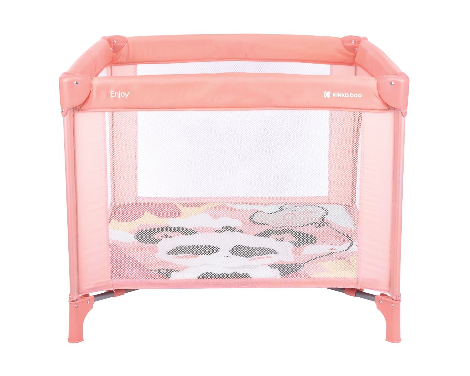 Kikkaboo Laufstall Enjoy Reisebett klappbar, Matratze, Sichtfenster, Tragetasche pink