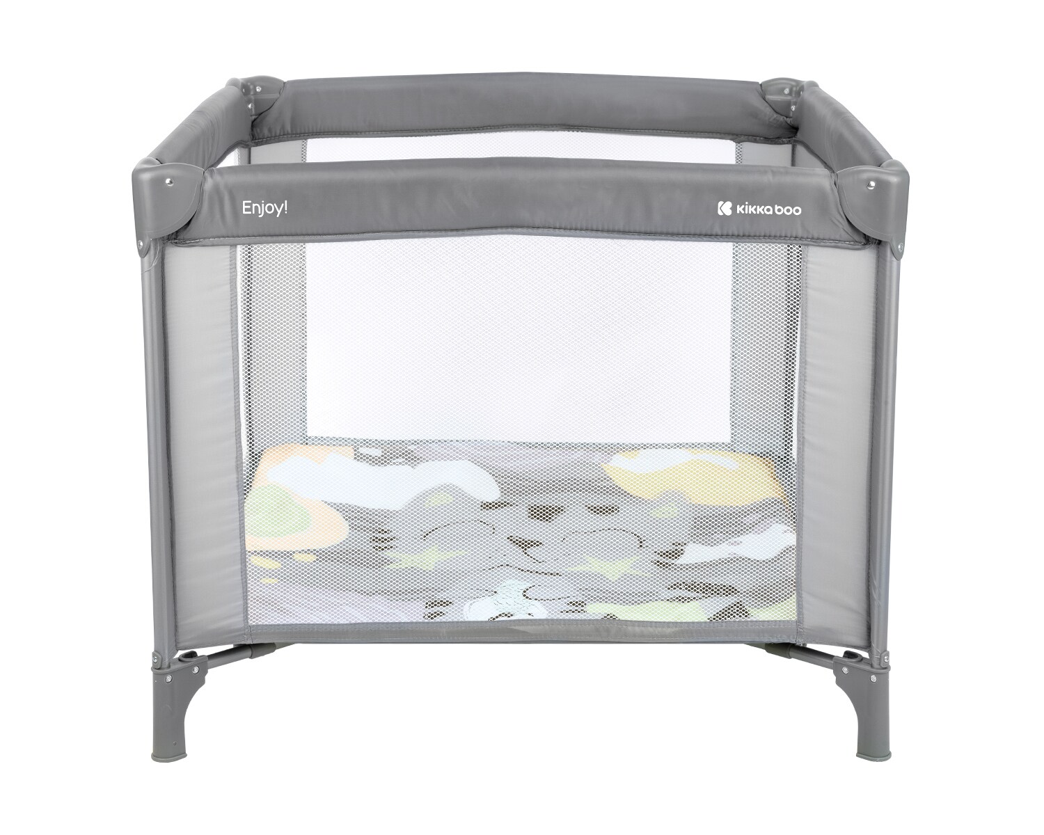 Kikkaboo Laufstall Enjoy Reisebett klappbar, Matratze, Sichtfenster, Tragetasche hellgrau - Bild 1