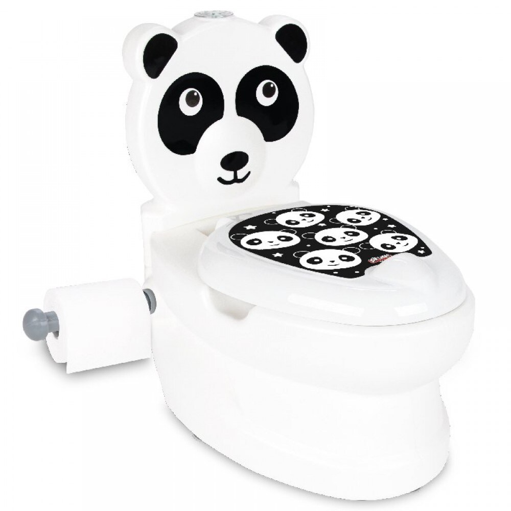 Pilsan T&ouml;pfchen Panda 07561 Toilettenpapierhalter, Musik, Licht, Klappdeckel wei&szlig; - Bild 1