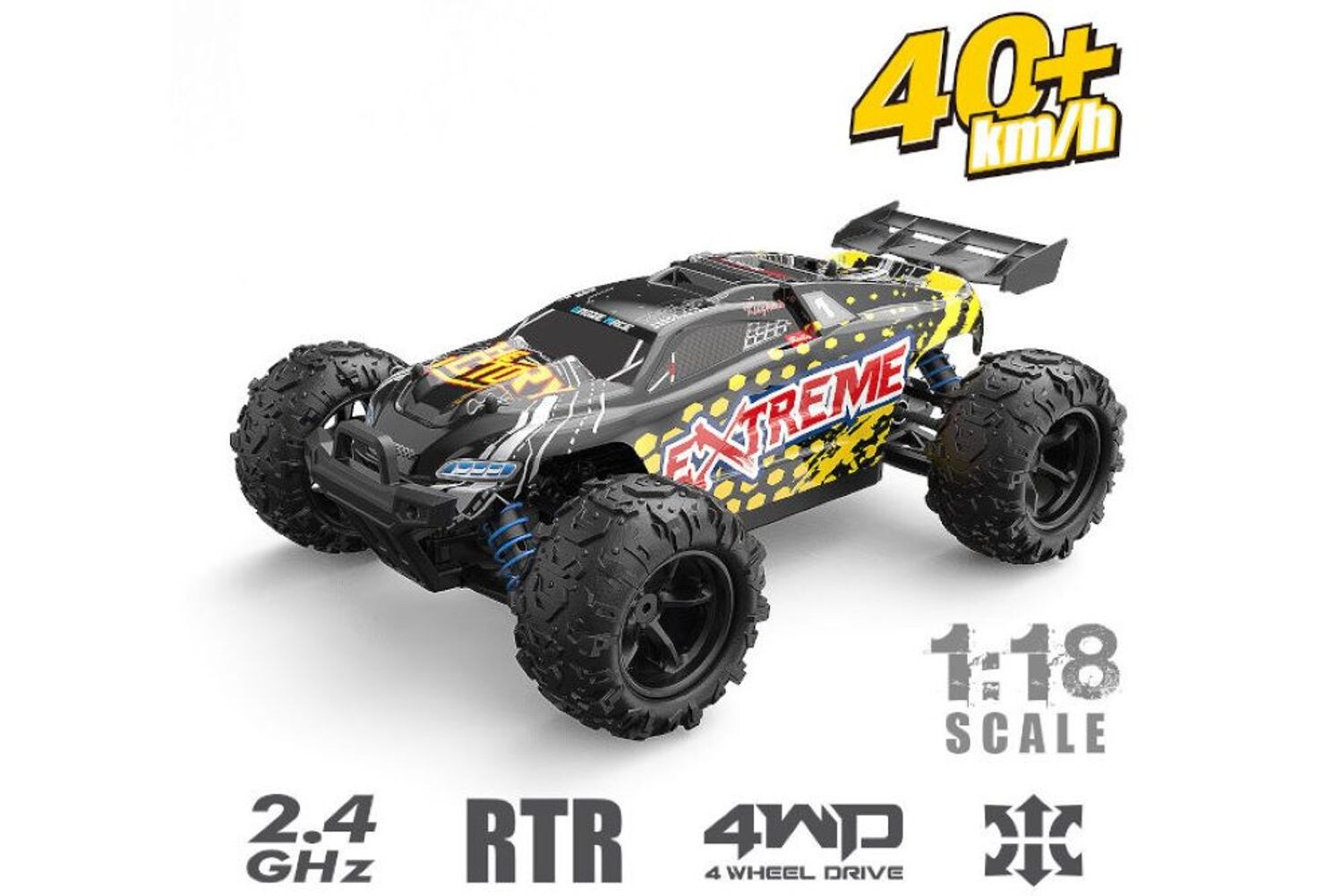 ES-Toys RC Elektro Buggy Maßstab 1:18 Extreme 302E, Allradantrieb, Stoßdämpfer schwarz