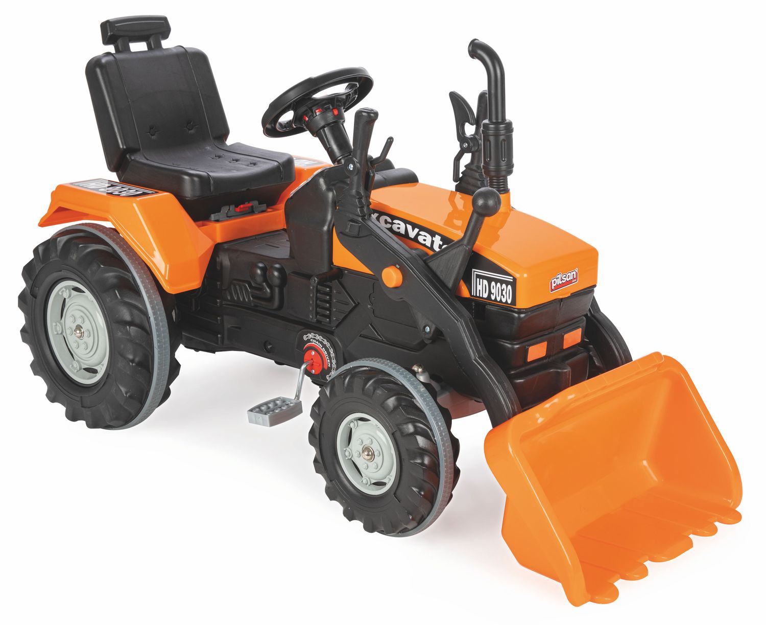Pilsan Kinderbagger 07297 Trettraktor Pedale Hupe bewegliche Schaufel bis 50 kg orange - Bild 1