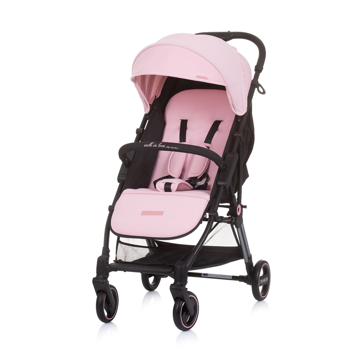 Chipolino Kinderwagen Move on 6 kg klappbar gefederte Vorderr&auml;der verstellbar rosa - Bild 1