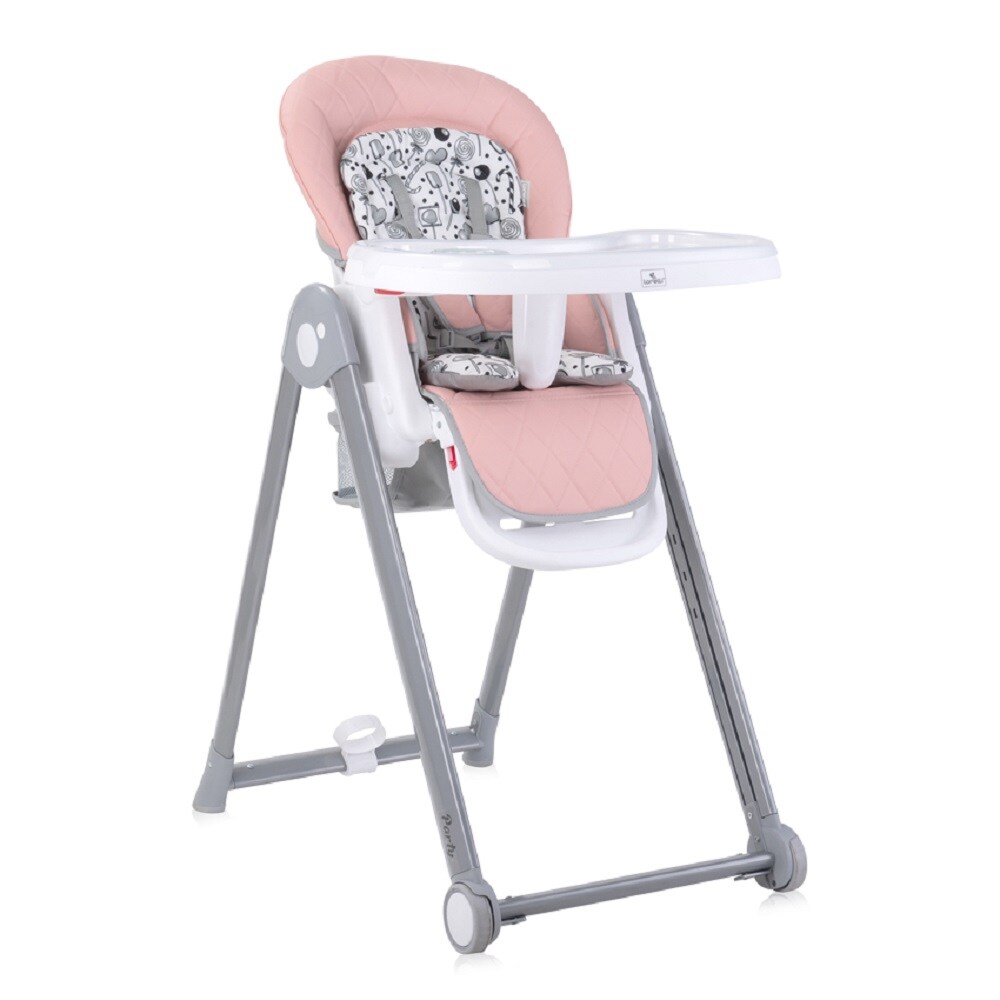 Lorelli Kinderhochstuhl PARTY Rollen Höhe Lehne Fußstütze Tisch sind einstellbar pink | 03800151983941