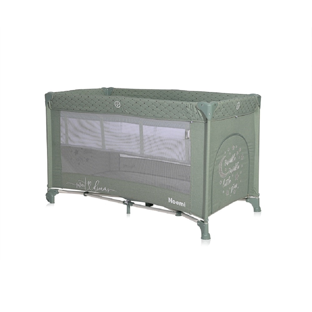 Lorelli Reisebett Noemi 2 Ebenen seitliche &Ouml;ffnung Matratze R&auml;der Tragetasche gr&uuml;n - Bild 1