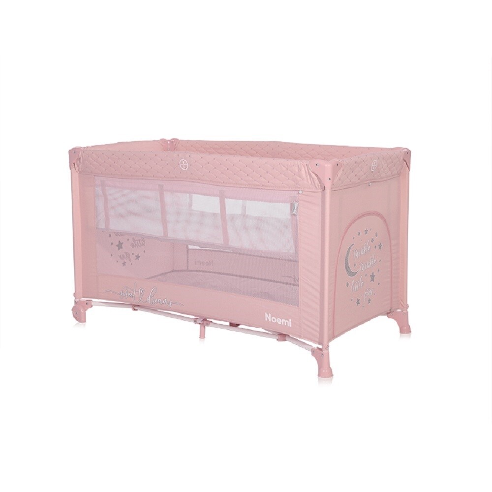 Lorelli Reisebett Noemi 2 Ebenen seitliche &Ouml;ffnung Matratze R&auml;der Tragetasche pink - Bild 1