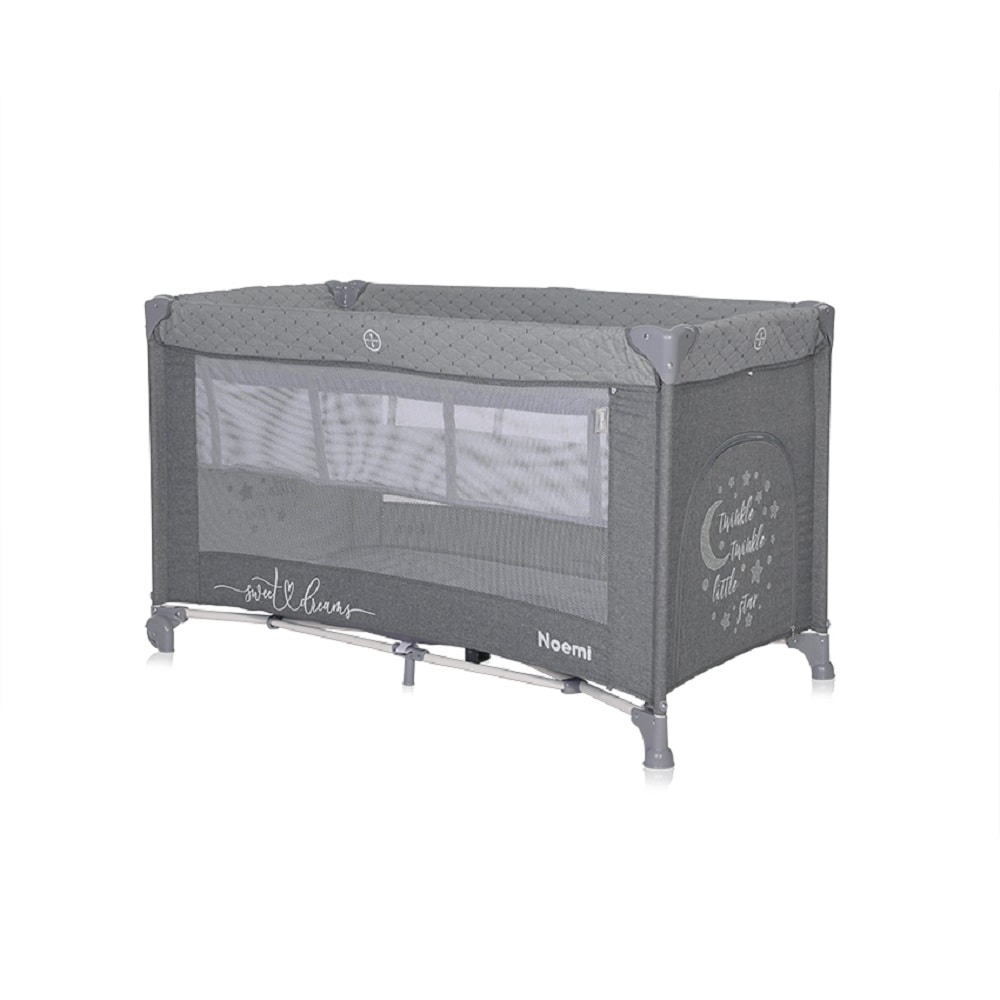 Lorelli Reisebett Noemi 2 Ebenen seitliche &Ouml;ffnung Matratze R&auml;der Tragetasche dunkelgrau - Bild 1