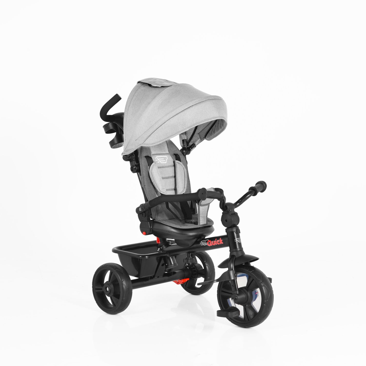 Byox Dreirad Tricycle Quick, Sitz drehbar, EVA-Reifen, Schiebestange, klappbar hellgrau - Bild 1