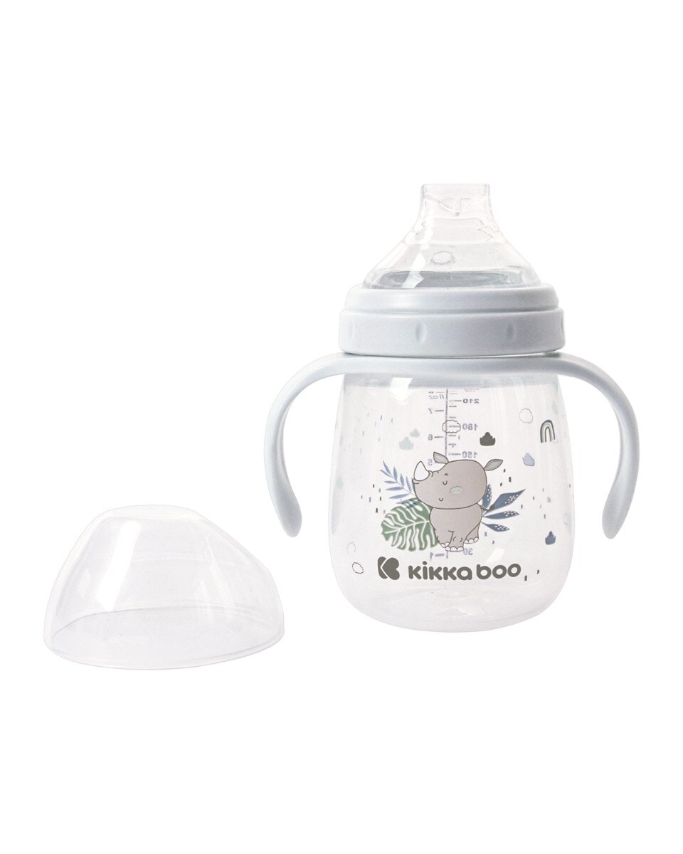 Kikkaboo Baby-Trinklernbecher Savanna 240 ml Deckel bequemer Griff ab 6 Monaten blau - Bild 1