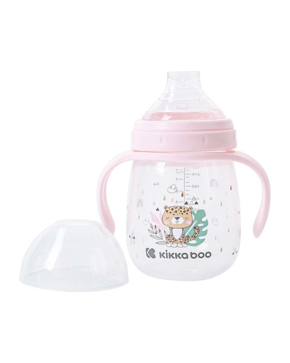Kikkaboo Baby-Trinklernbecher Savanna 240 ml Deckel bequemer Griff ab 6 Monaten rosa - Bild 1