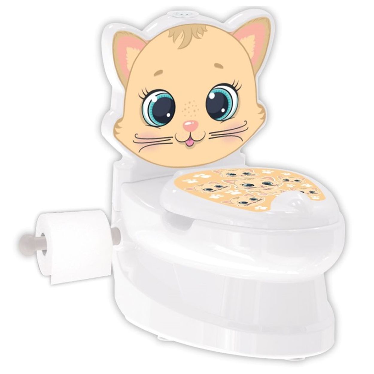 Pilsan T&ouml;pfchen Kitty 07563 Toilettenpapierhalter, Musik Licht Beh&auml;lter bis 25kg wei&szlig; - Bild 1