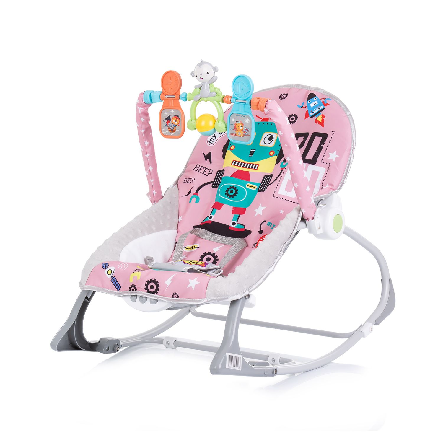 Chipolino Babywippe Baby Spa 2 in 1 elektrisch Stuhl Schaukelfunktion Spielbogen rosa - Bild 1